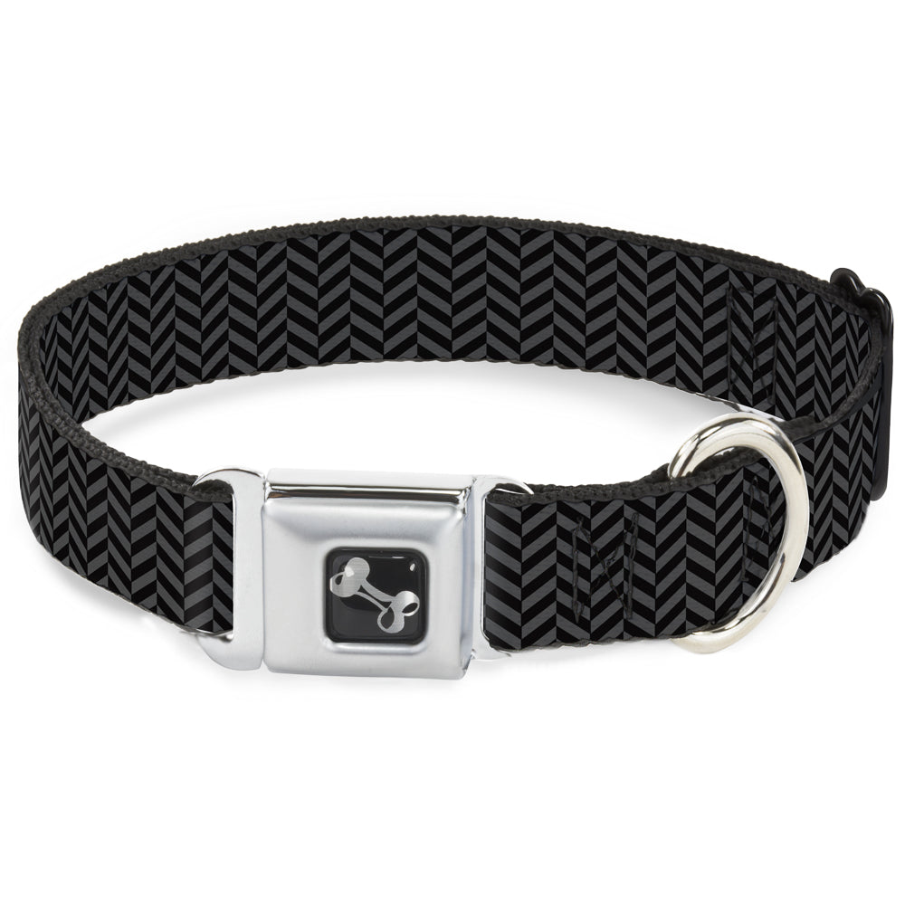 Dog Bone Seatbelt Buckle Collar - Herringbone Black/Gray Seatbelt Buckle Collars Buckle-Down