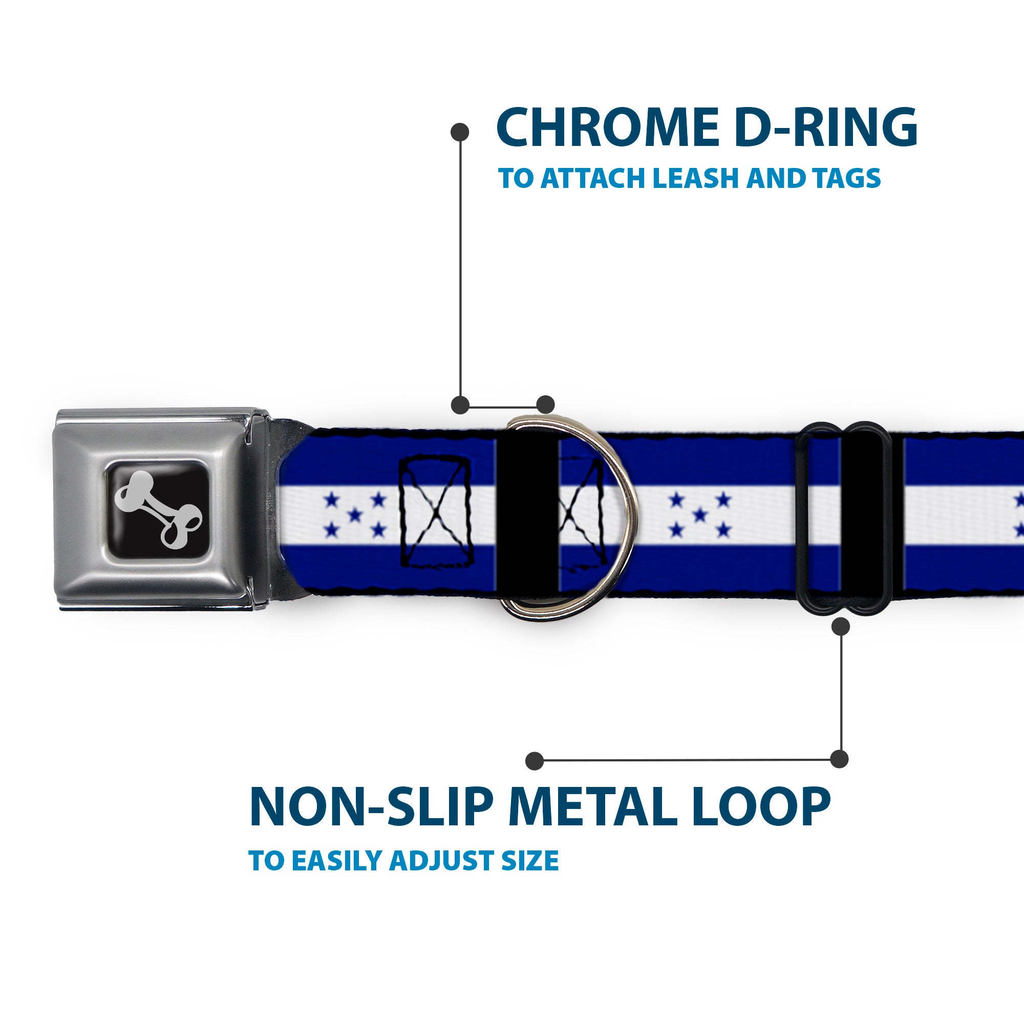 Dog Bone Seatbelt Buckle Collar - Honduras Flags Seatbelt Buckle Collars Buckle-Down