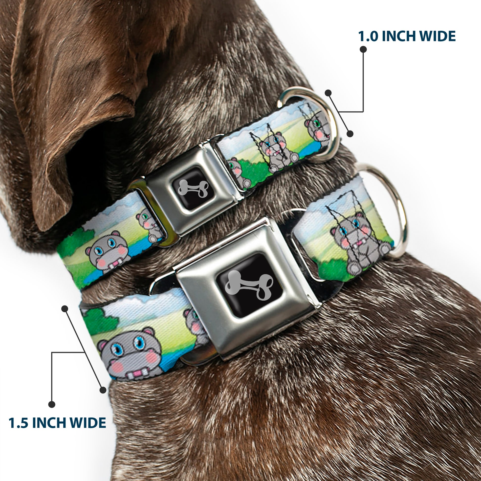 Dog Bone Seatbelt Buckle Collar - Hippo Cartoon Seatbelt Buckle Collars Buckle-Down