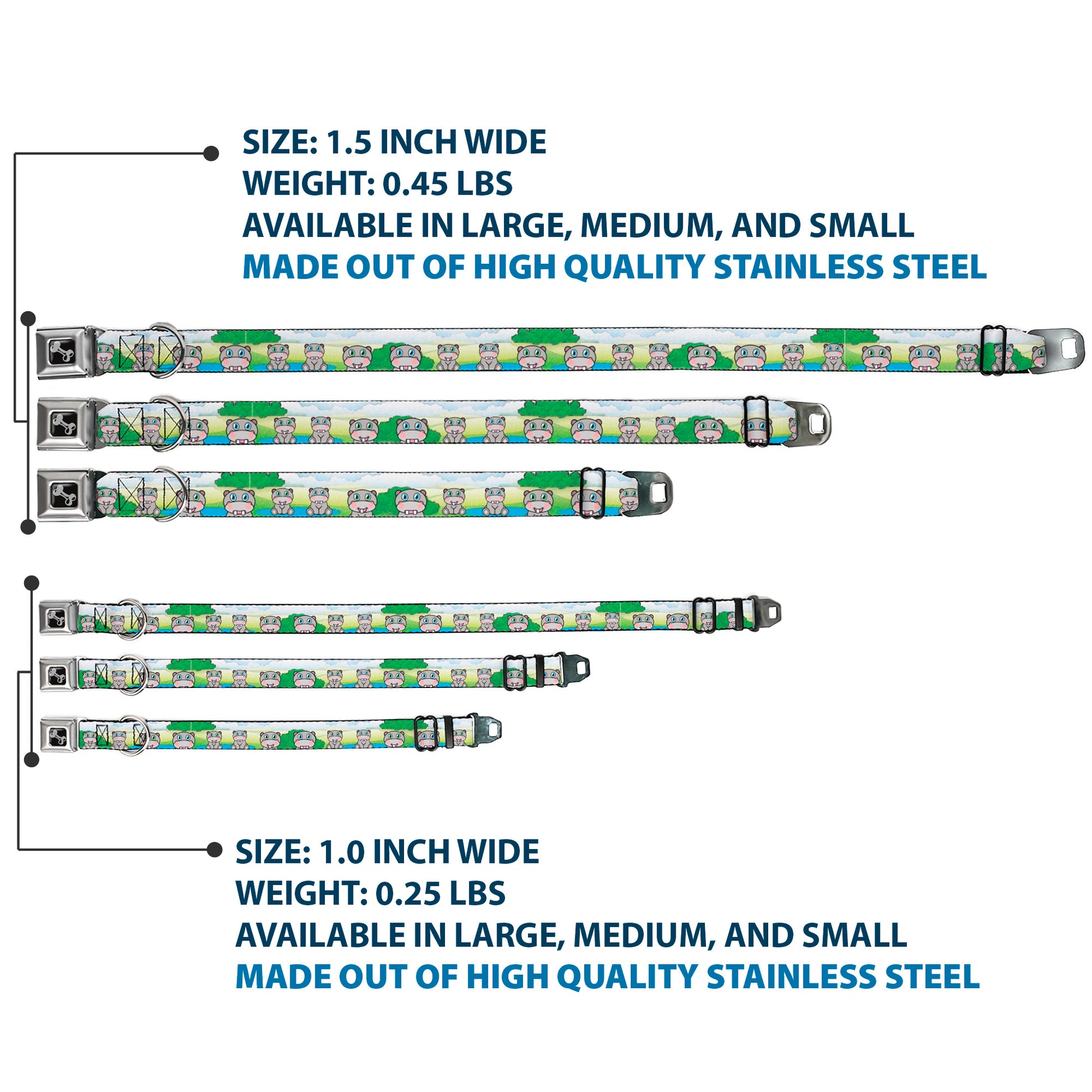 Dog Bone Seatbelt Buckle Collar - Hippo Cartoon Seatbelt Buckle Collars Buckle-Down