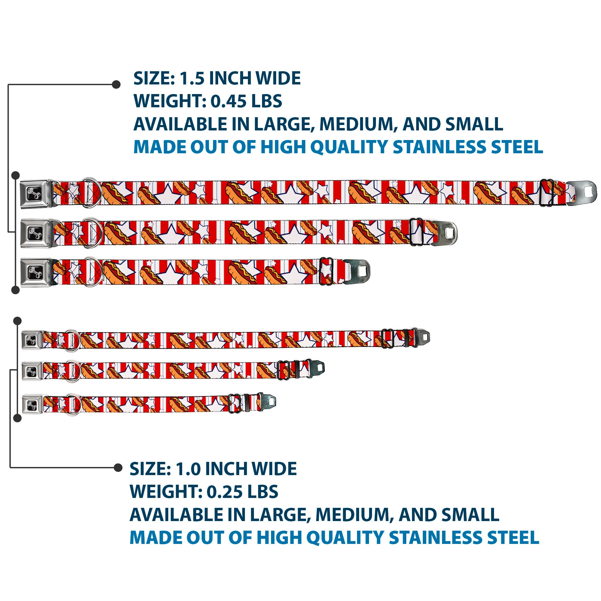 Dog Bone Seatbelt Buckle Collar - Hot Dogs Seatbelt Buckle Collars Buckle-Down