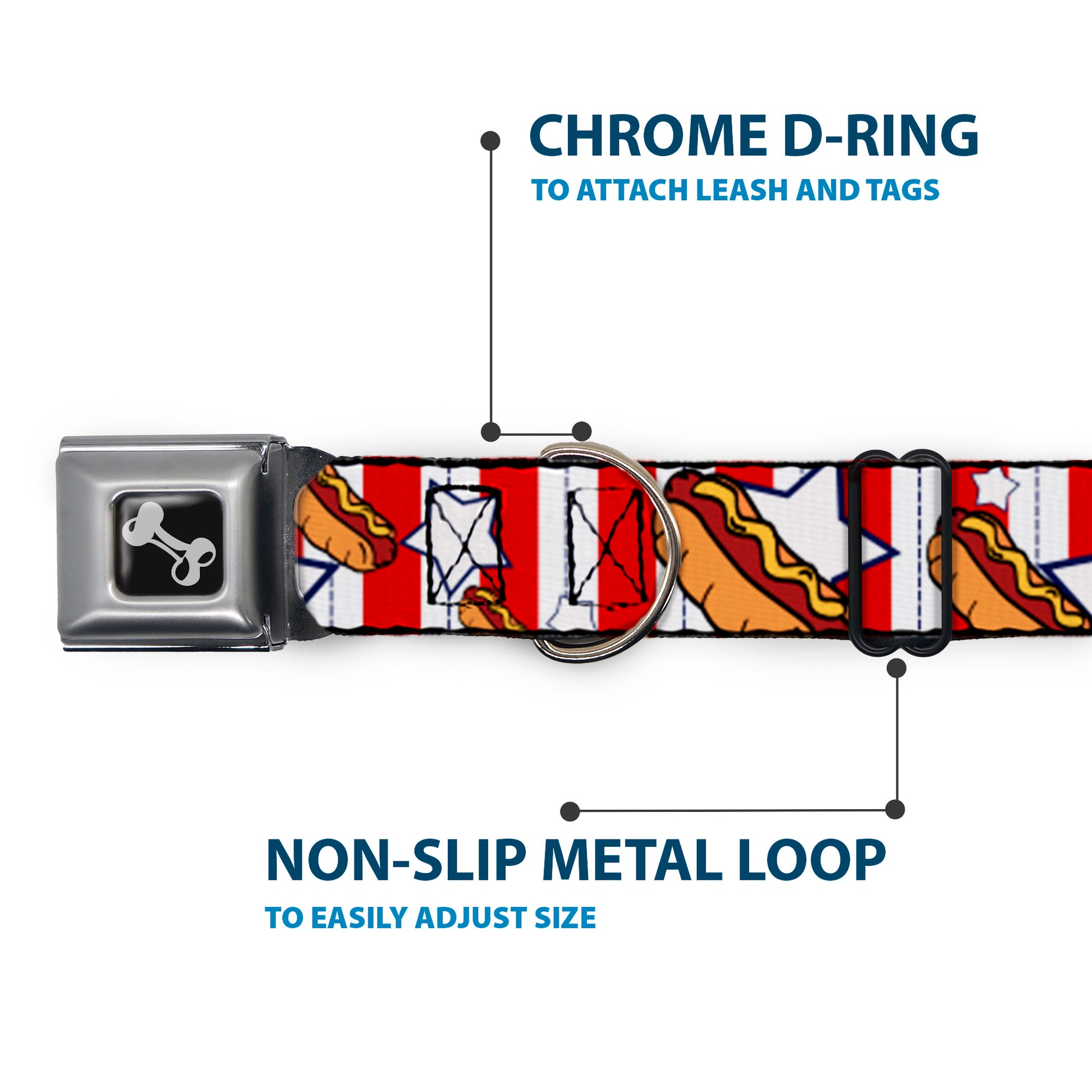 Dog Bone Seatbelt Buckle Collar - Hot Dogs Seatbelt Buckle Collars Buckle-Down