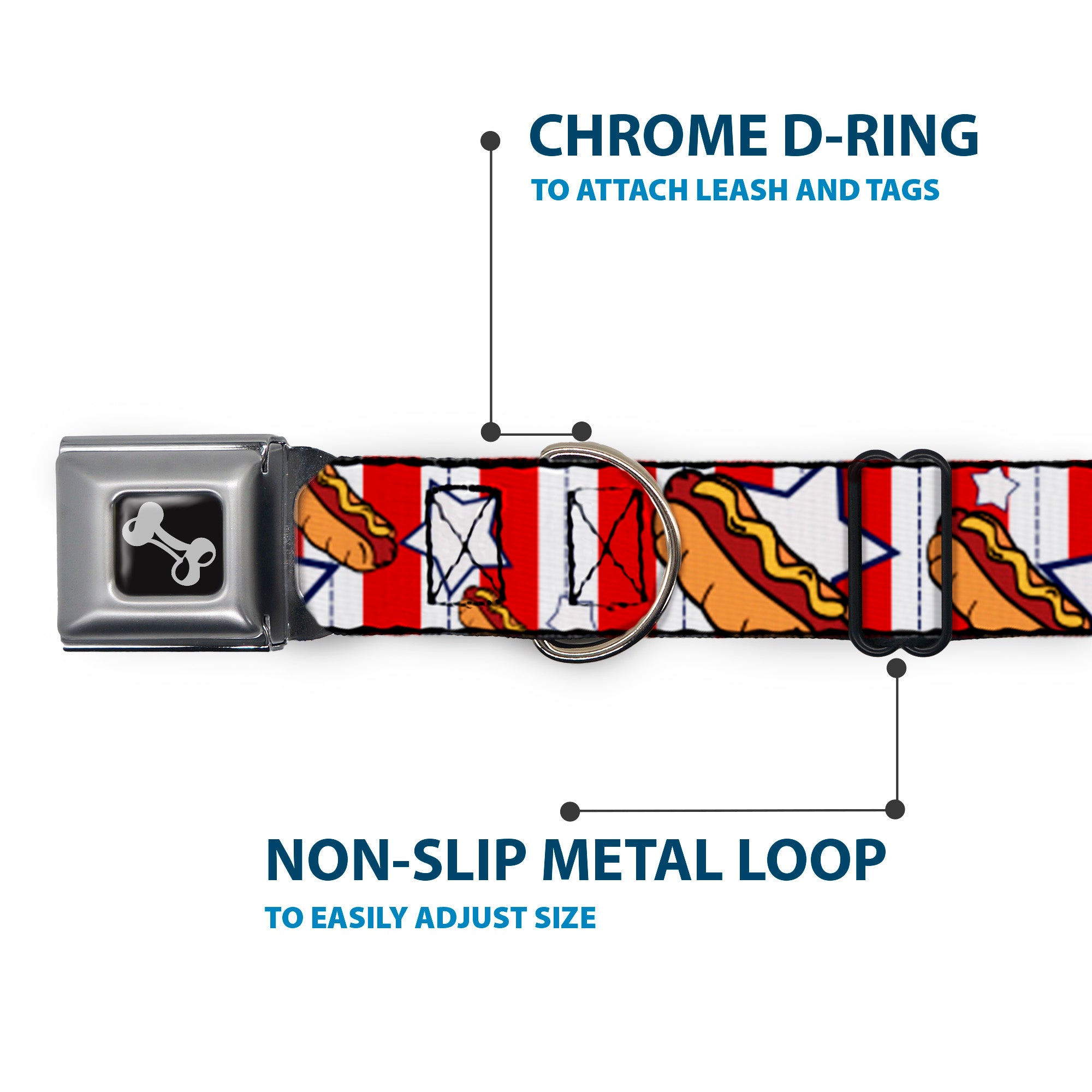 Dog Bone Seatbelt Buckle Collar - Hot Dogs Seatbelt Buckle Collars Buckle-Down