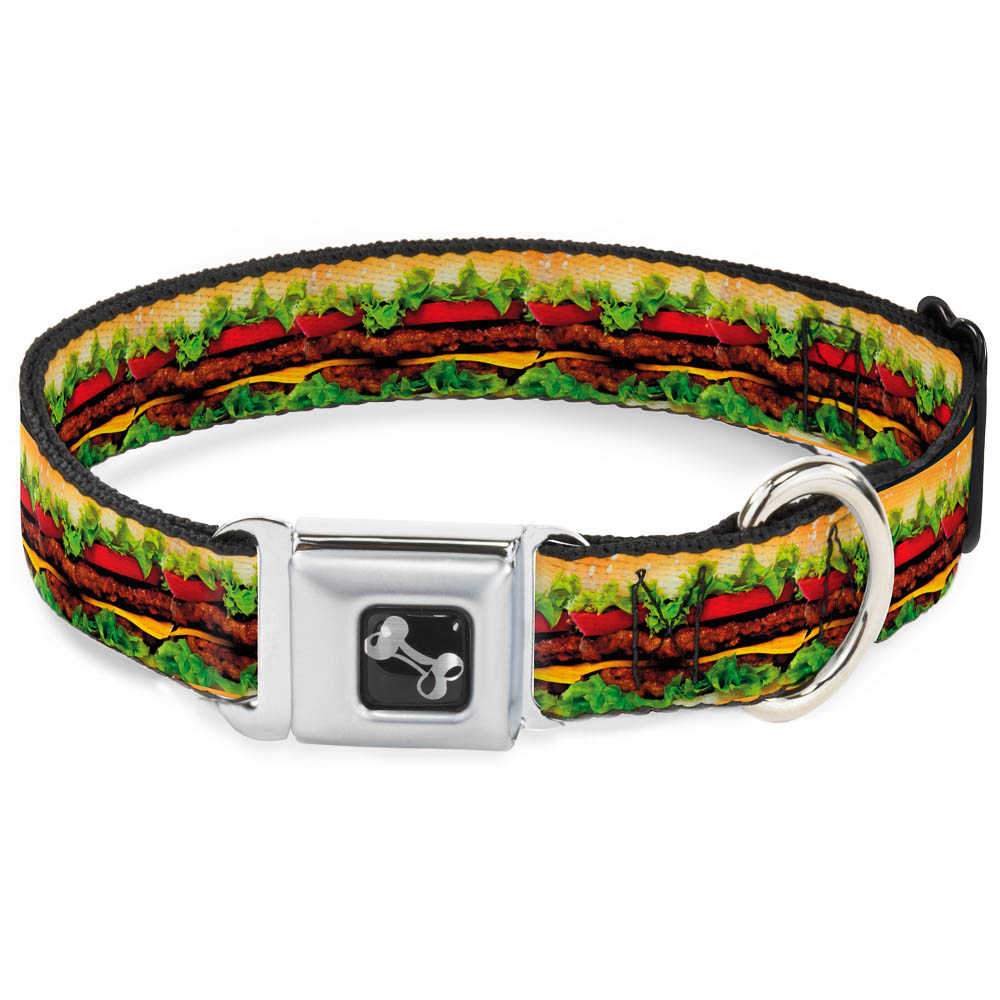 Dog Bone Seatbelt Buckle Collar - Hamburger Vivid Seatbelt Buckle Collars Buckle-Down