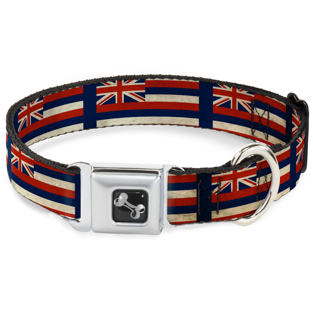 Dog Bone Seatbelt Buckle Collar - Hawaii Flags2/Navy Seatbelt Buckle Collars Buckle-Down