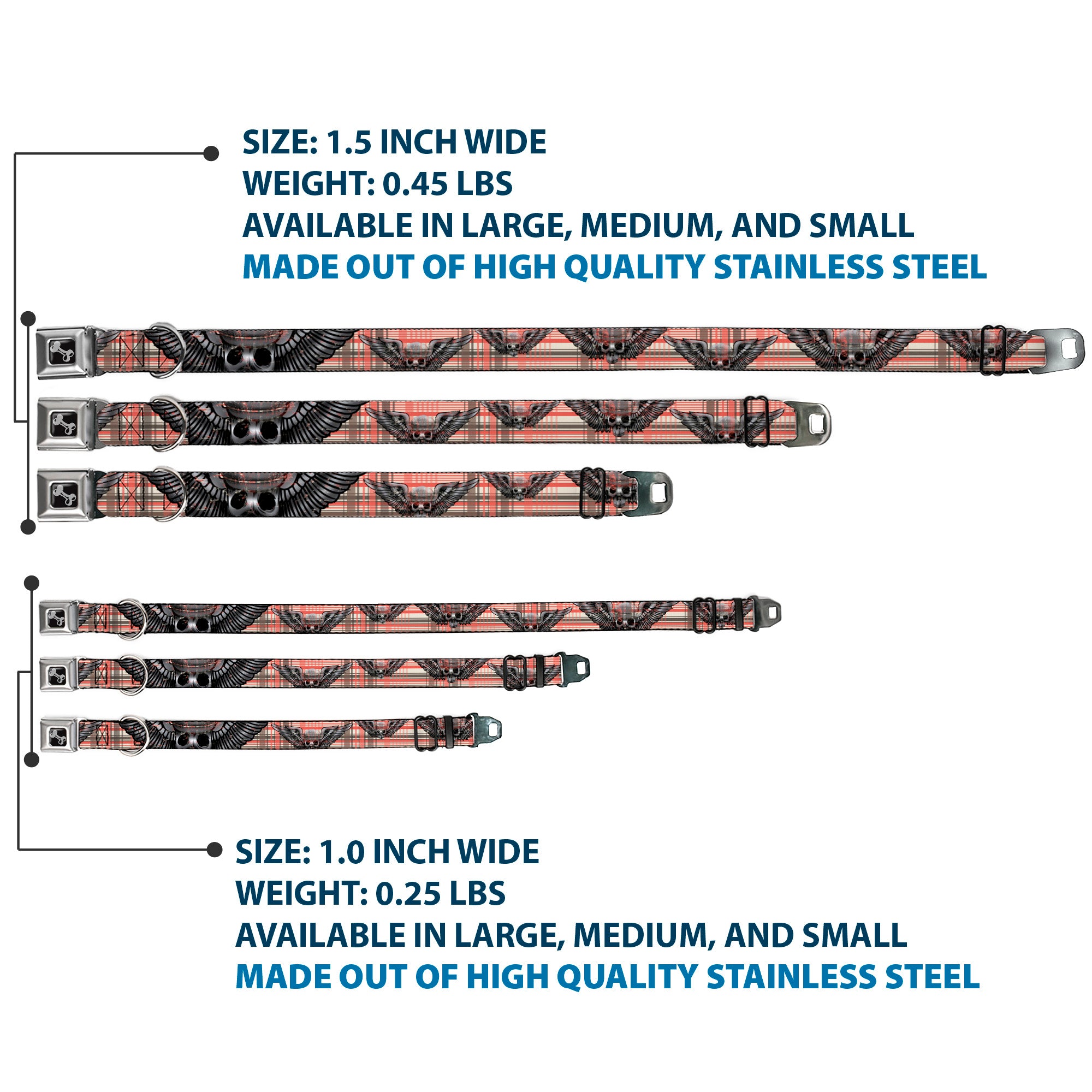 Dog Bone Seatbelt Buckle Collar - Irish Skulls/Plaid Seatbelt Buckle Collars Buckle-Down