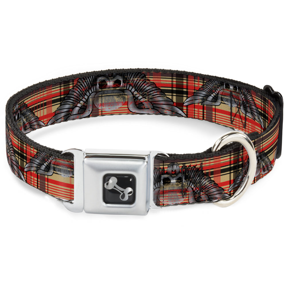 Dog Bone Seatbelt Buckle Collar - Irish Skulls/Plaid Seatbelt Buckle Collars Buckle-Down