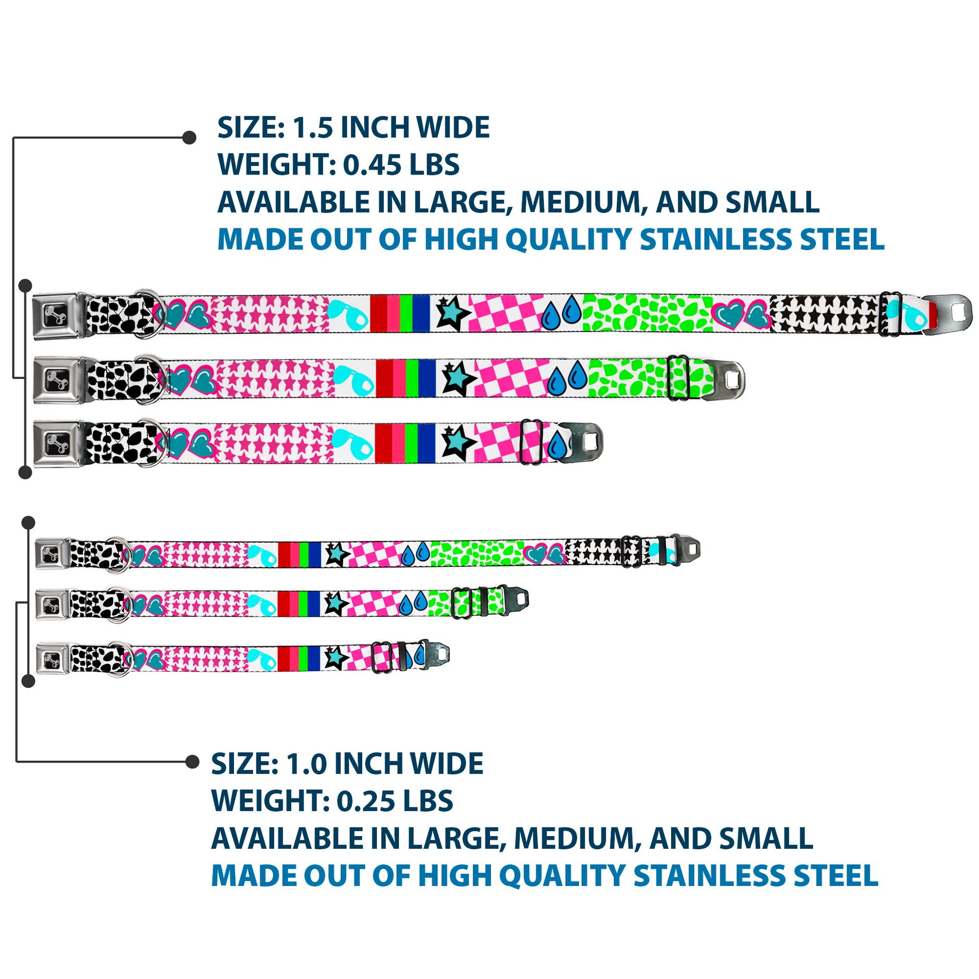 Dog Bone Seatbelt Buckle Collar - Icons & Patterns 1 Seatbelt Buckle Collars Buckle-Down