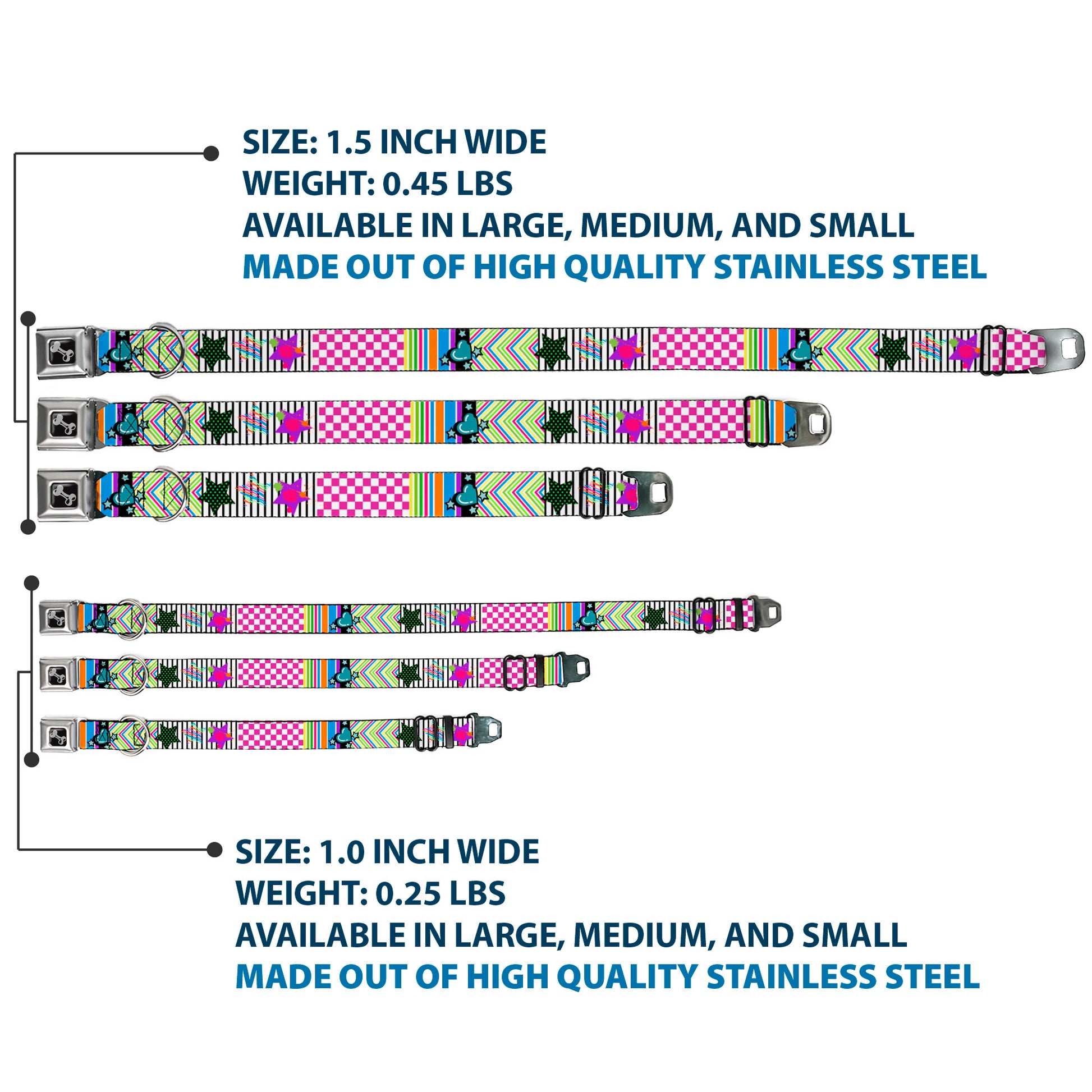 Dog Bone Seatbelt Buckle Collar - Icons & Patterns 2 Seatbelt Buckle Collars Buckle-Down