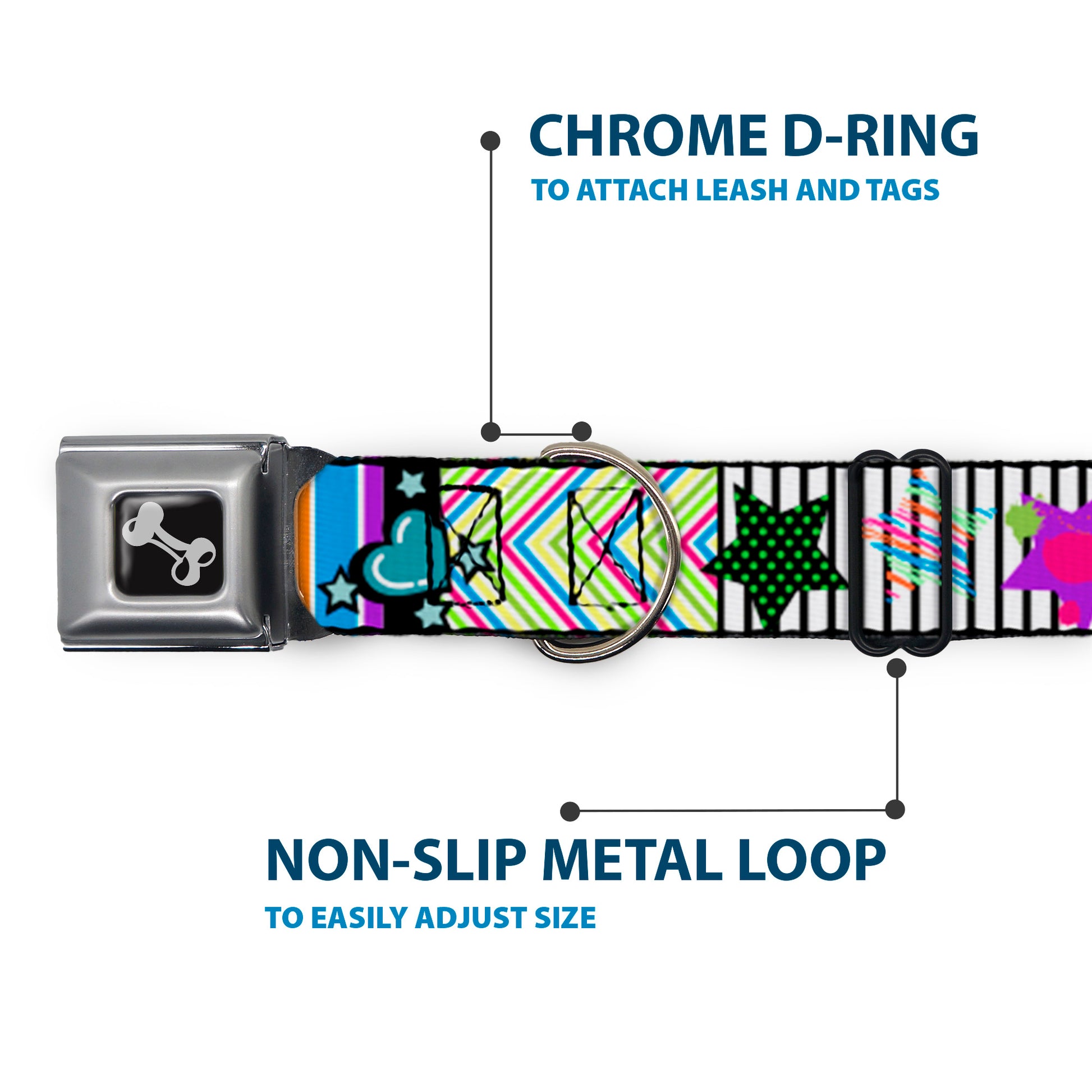 Dog Bone Seatbelt Buckle Collar - Icons & Patterns 2 Seatbelt Buckle Collars Buckle-Down