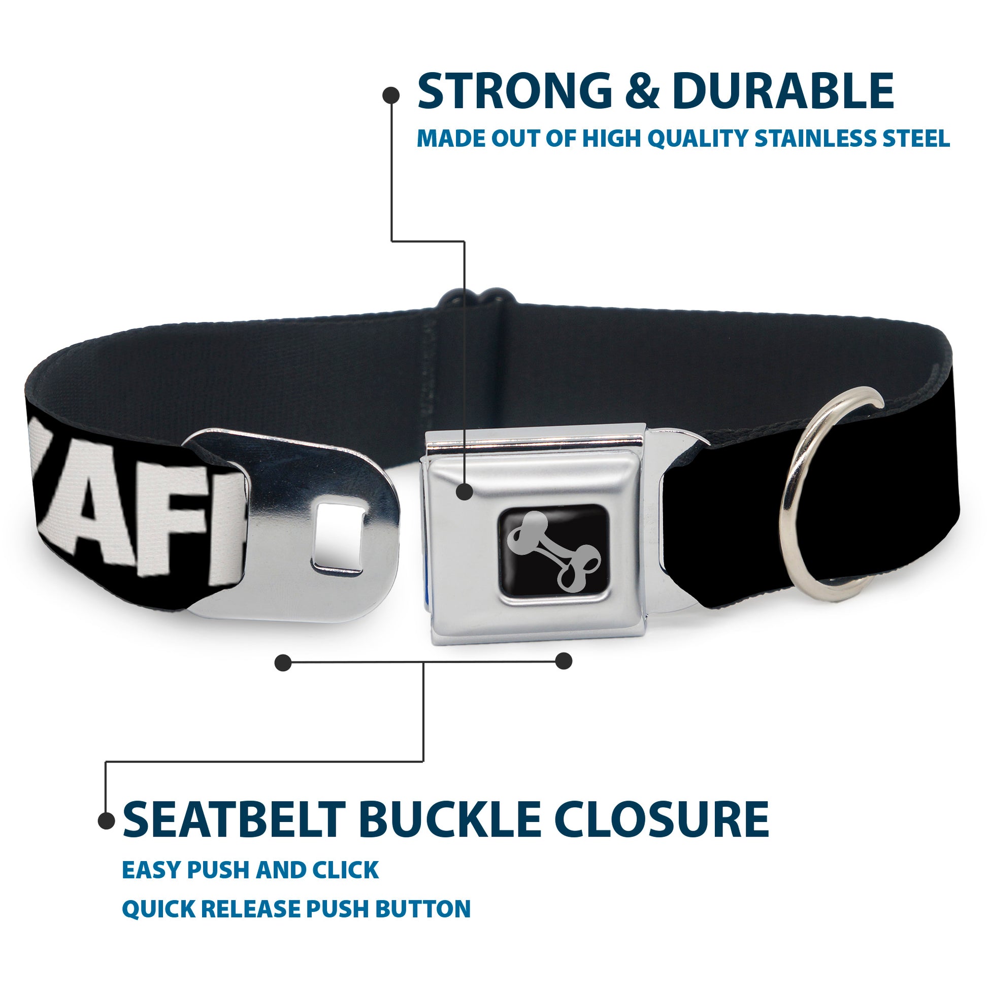 Dog Bone Seatbelt Buckle Collar - I Heart Waffles Text Seatbelt Buckle Collars Buckle-Down