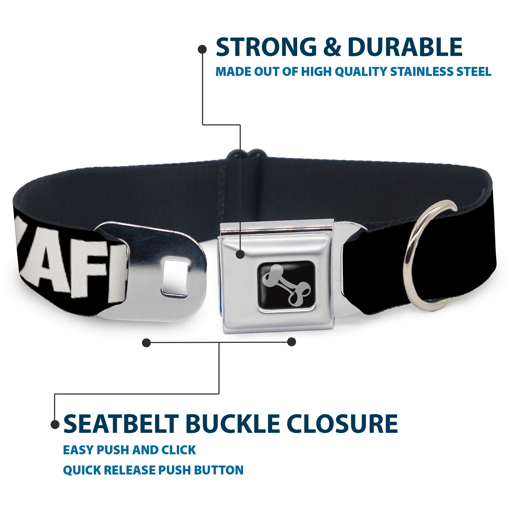 Dog Bone Seatbelt Buckle Collar - I Heart Waffles Text Seatbelt Buckle Collars Buckle-Down