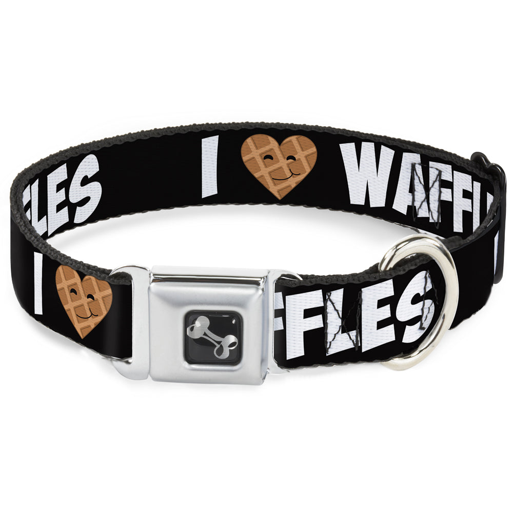 Dog Bone Seatbelt Buckle Collar - I Heart Waffles Text Seatbelt Buckle Collars Buckle-Down