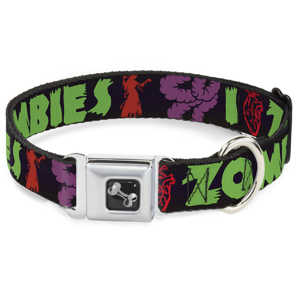 Dog Bone Seatbelt Buckle Collar - I Heart Zombies Seatbelt Buckle Collars Buckle-Down
