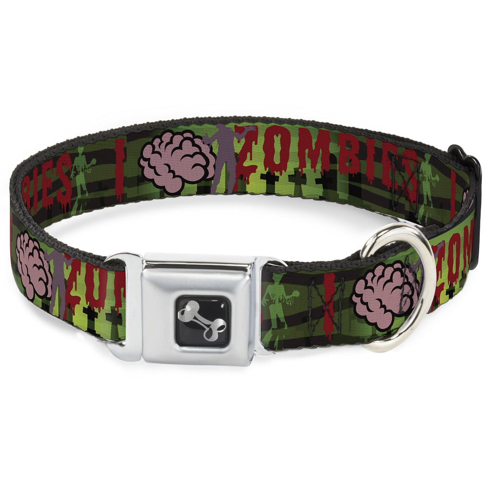 Dog Bone Seatbelt Buckle Collar - I "Brain" ZOMBIES Seatbelt Buckle Collars Buckle-Down