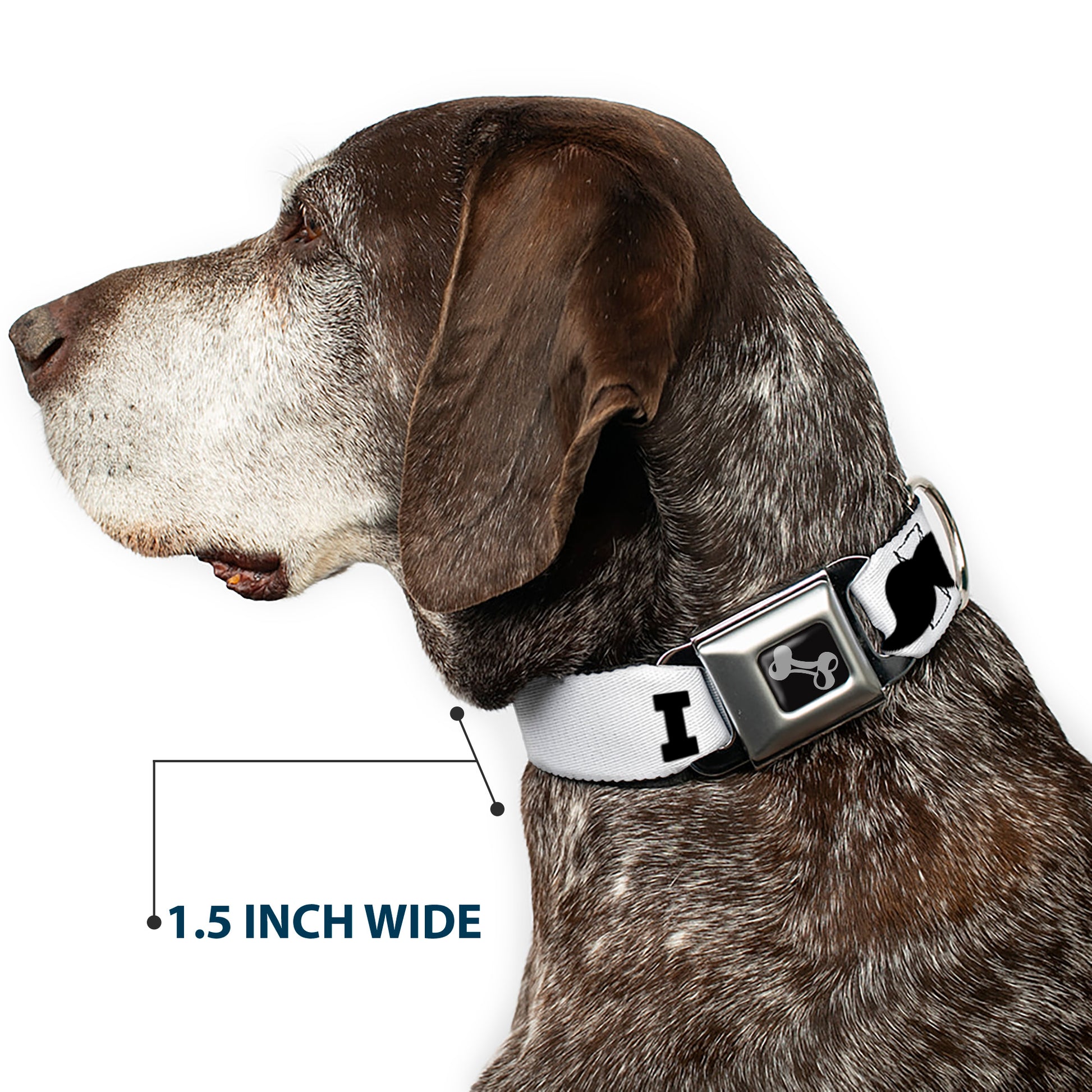 Dog Bone Seatbelt Buckle Collar - I "Heart Mustache" White/Black/Red Seatbelt Buckle Collars Buckle-Down