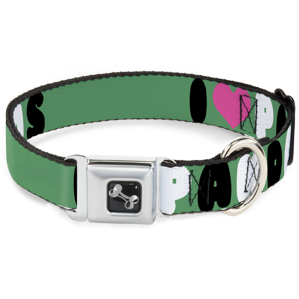 Dog Bone Seatbelt Buckle Collar - I "Heart" PANDAS Green/White/Black/Pink Seatbelt Buckle Collars Buckle-Down