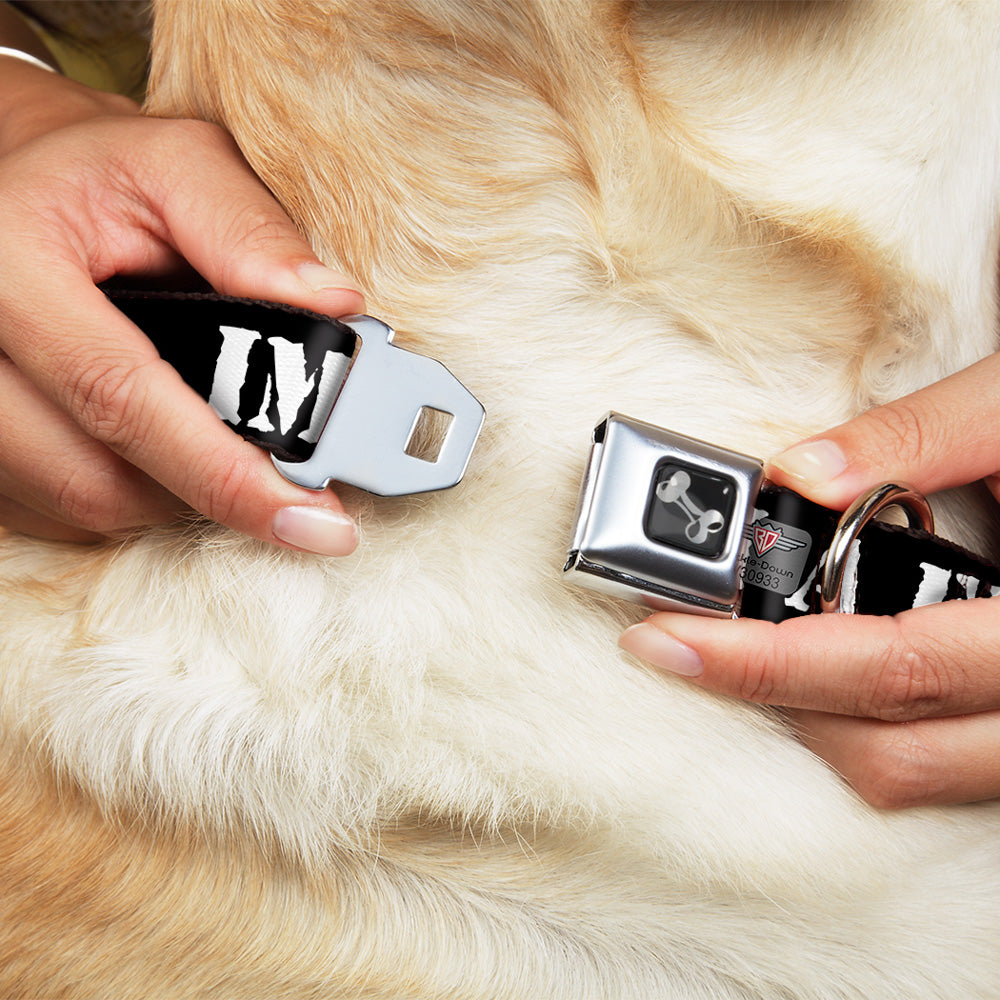 Dog Bone Seatbelt Buckle Collar - I'M A FIGHTER Black/White Seatbelt Buckle Collars Buckle-Down