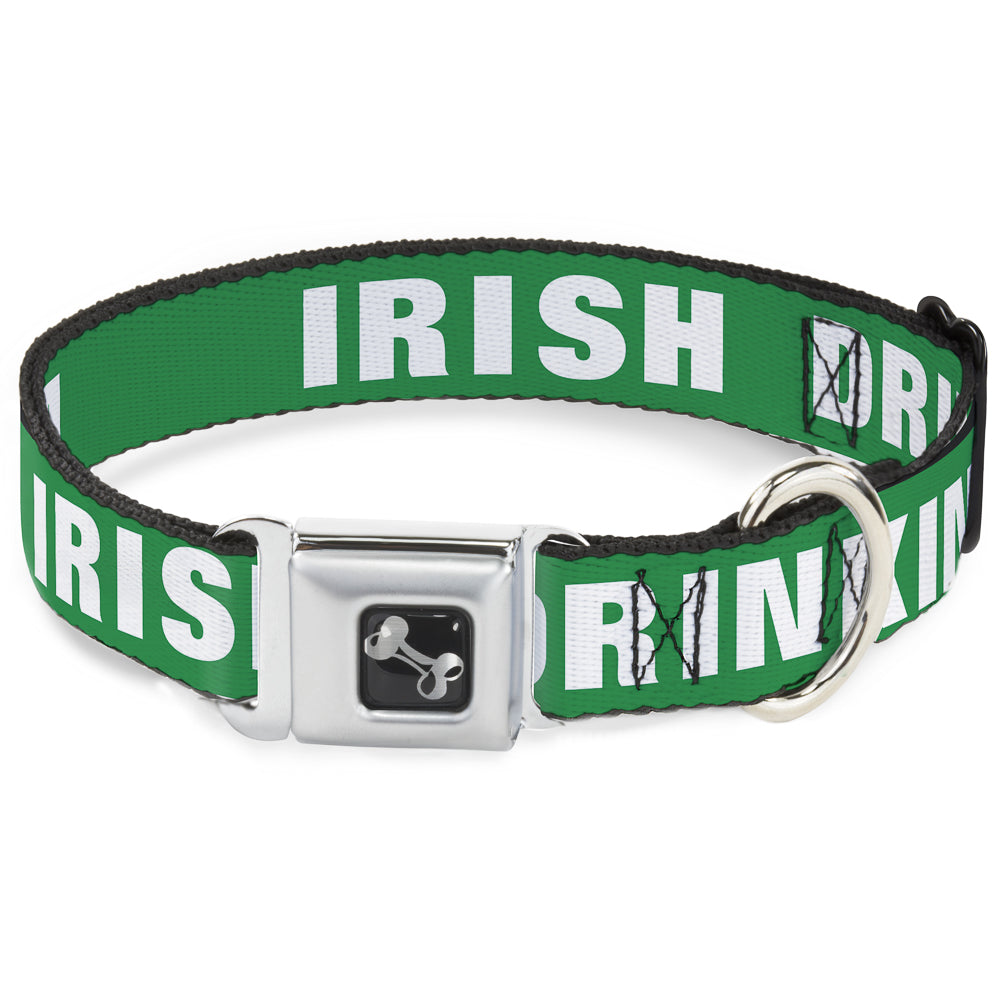 Buckle-Down Seatbelt Buckle Dog Collar - IRISH DRINKING TEAM Green/White Seatbelt Buckle Collars Buckle-Down