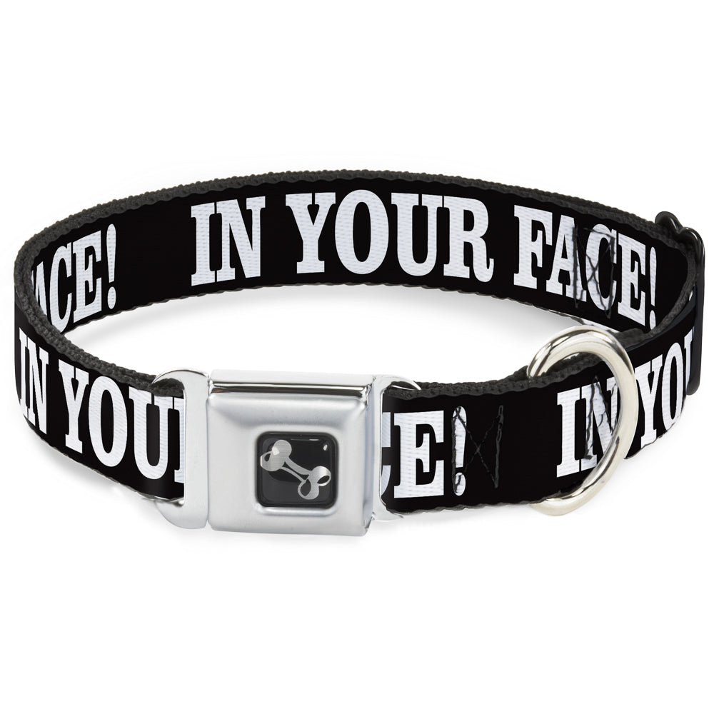 Dog Bone Seatbelt Buckle Collar - IN YOUR FACE Black/White Seatbelt Buckle Collars Buckle-Down