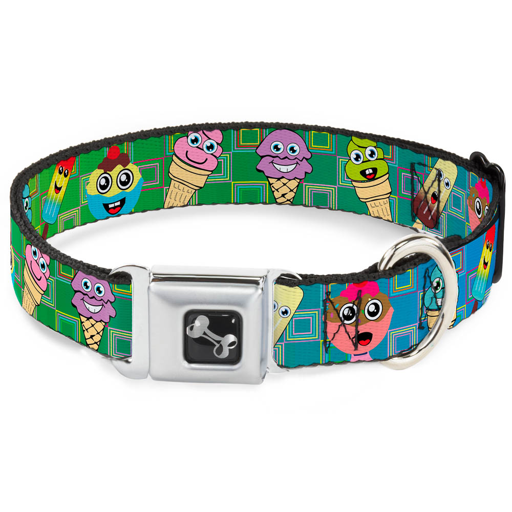 Dog Bone Seatbelt Buckle Collar - Ice Cream Cone & Popsicle Expressions/Squares Multi Color Seatbelt Buckle Collars Buckle-Down