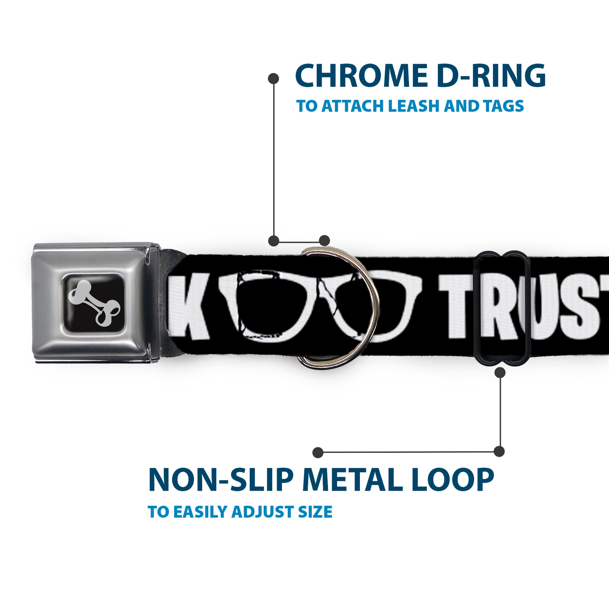 Dog Bone Seatbelt Buckle Collar - I'M A GEEK/Glasses Black/White Seatbelt Buckle Collars Buckle-Down
