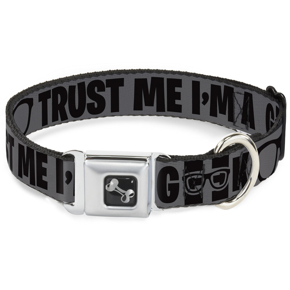 Dog Bone Seatbelt Buckle Collar - I'M A GEEK/Glasses Gray/Black Seatbelt Buckle Collars Buckle-Down