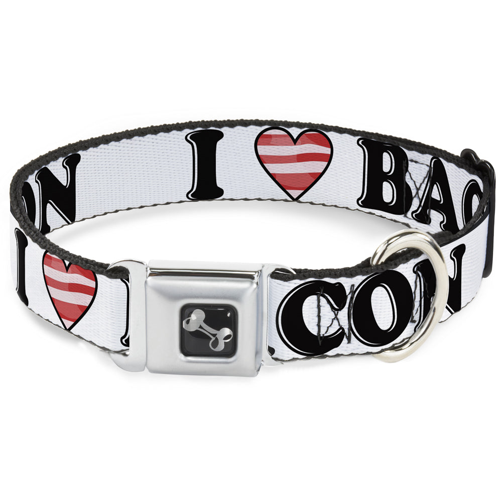 Dog Bone Seatbelt Buckle Collar - I "Heart" BACON White/Black/Bacon Seatbelt Buckle Collars Buckle-Down