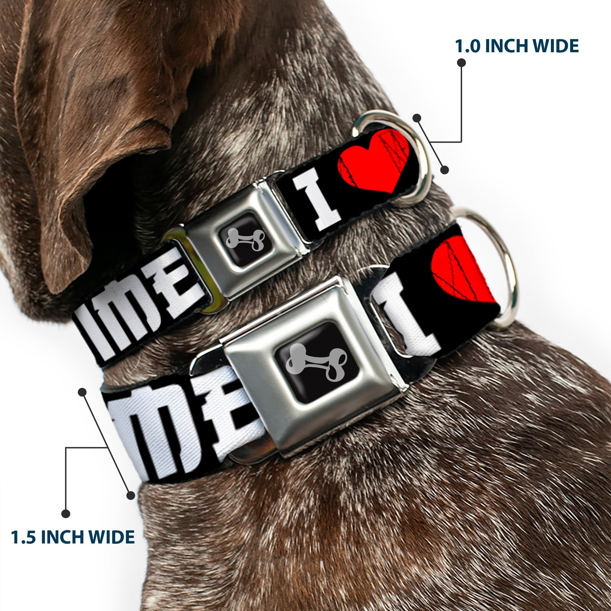 Dog Bone Seatbelt Buckle Collar - I "Heart" ANIME Bold Black/White/Red Seatbelt Buckle Collars Buckle-Down