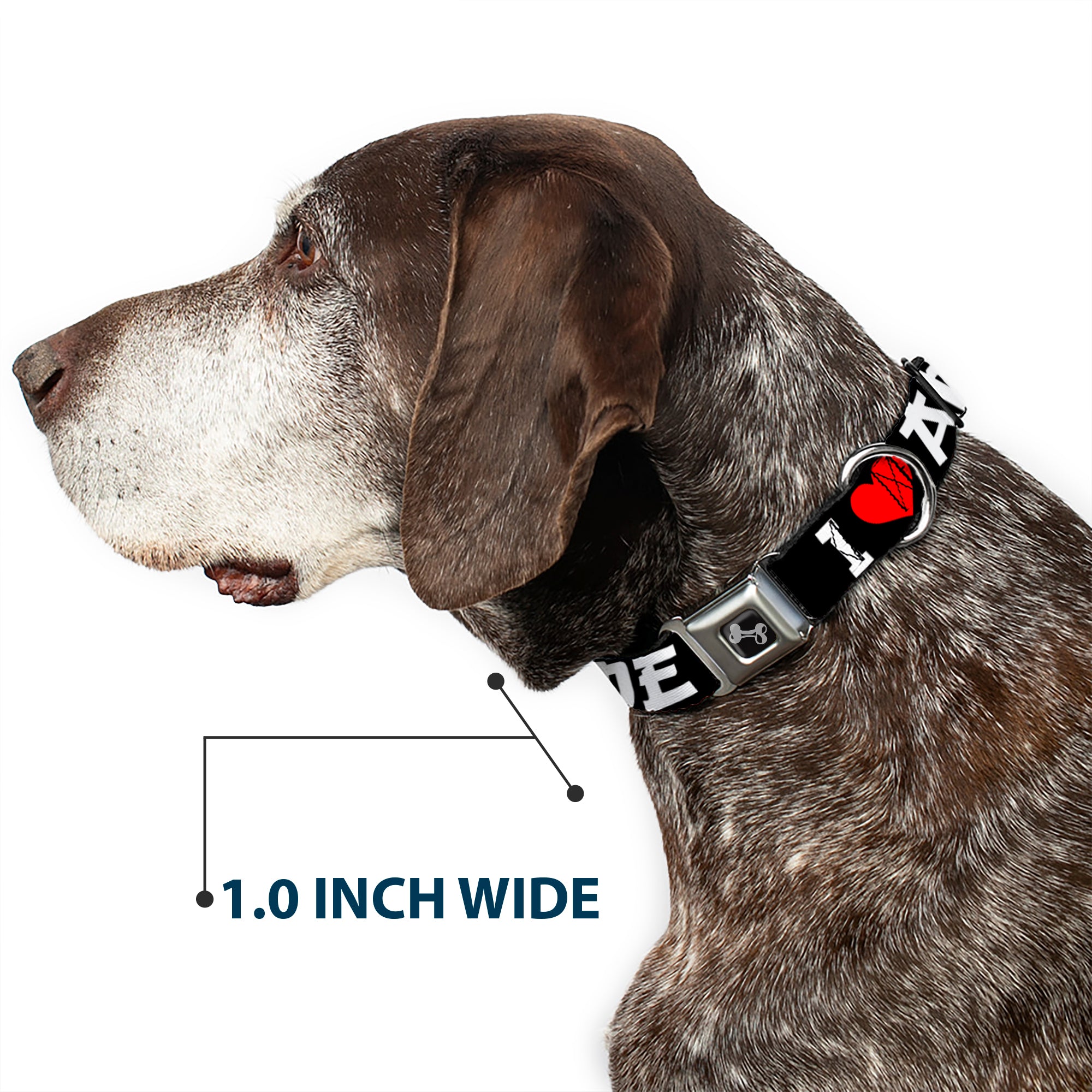 Dog Bone Seatbelt Buckle Collar - I "Heart" ANIME Bold Black/White/Red Seatbelt Buckle Collars Buckle-Down