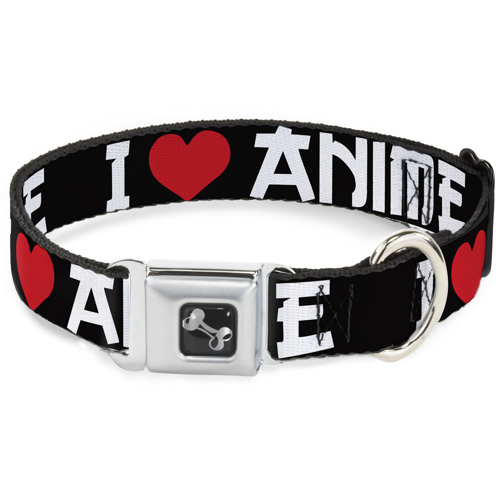 Dog Bone Seatbelt Buckle Collar - I "Heart" ANIME Bold Black/White/Red Seatbelt Buckle Collars Buckle-Down