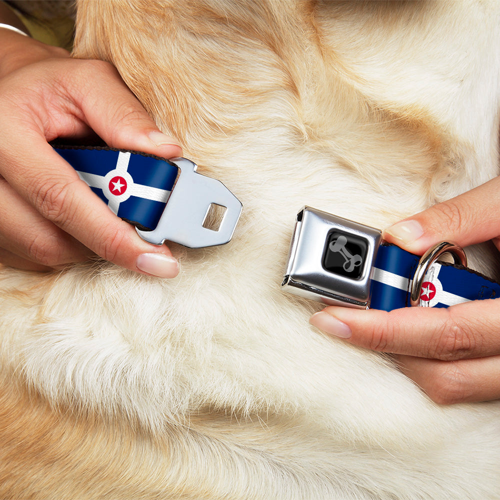 Dog Bone Black/Silver Seatbelt Buckle Collar - Indianapolis Flag Navy Blue/White/Red Seatbelt Buckle Collars Buckle-Down