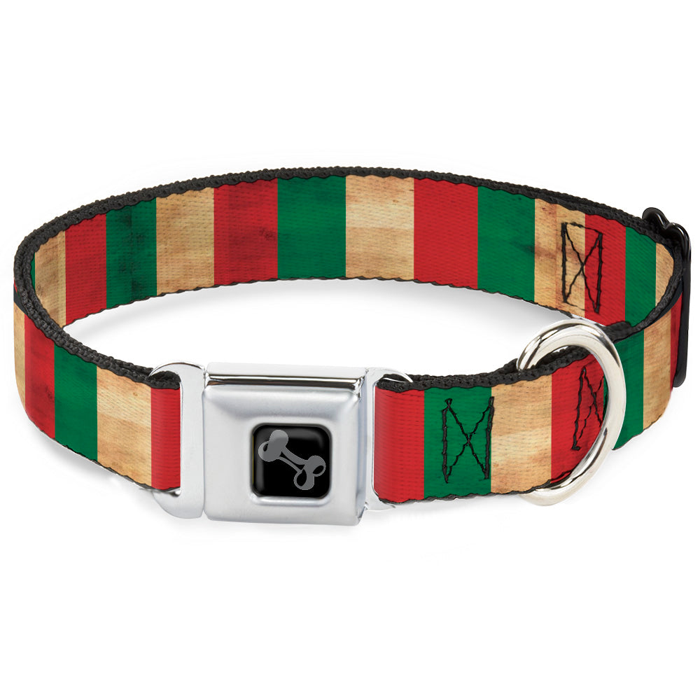 Dog Bone Black/Silver Seatbelt Buckle Collar - Italy Flag Continuous Vintage Seatbelt Buckle Collars Buckle-Down