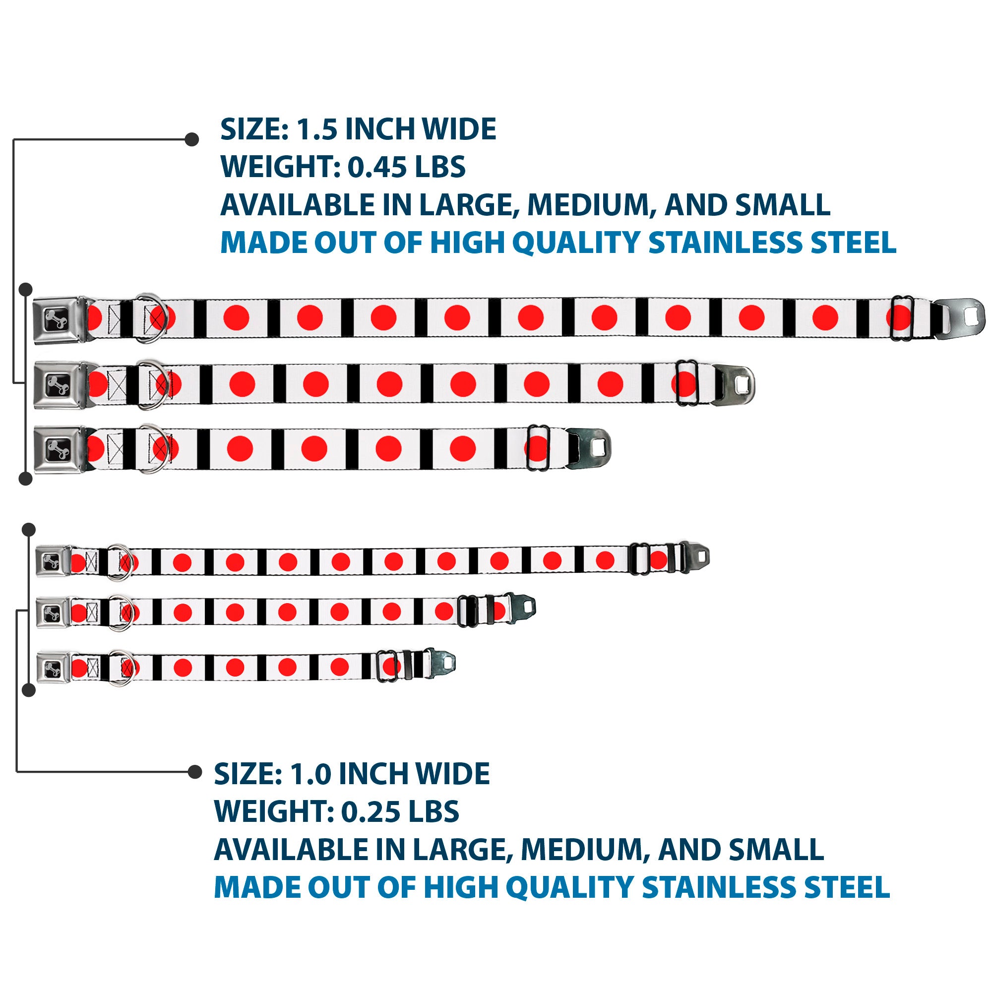 Dog Bone Seatbelt Buckle Collar - Japan Flags Seatbelt Buckle Collars Buckle-Down