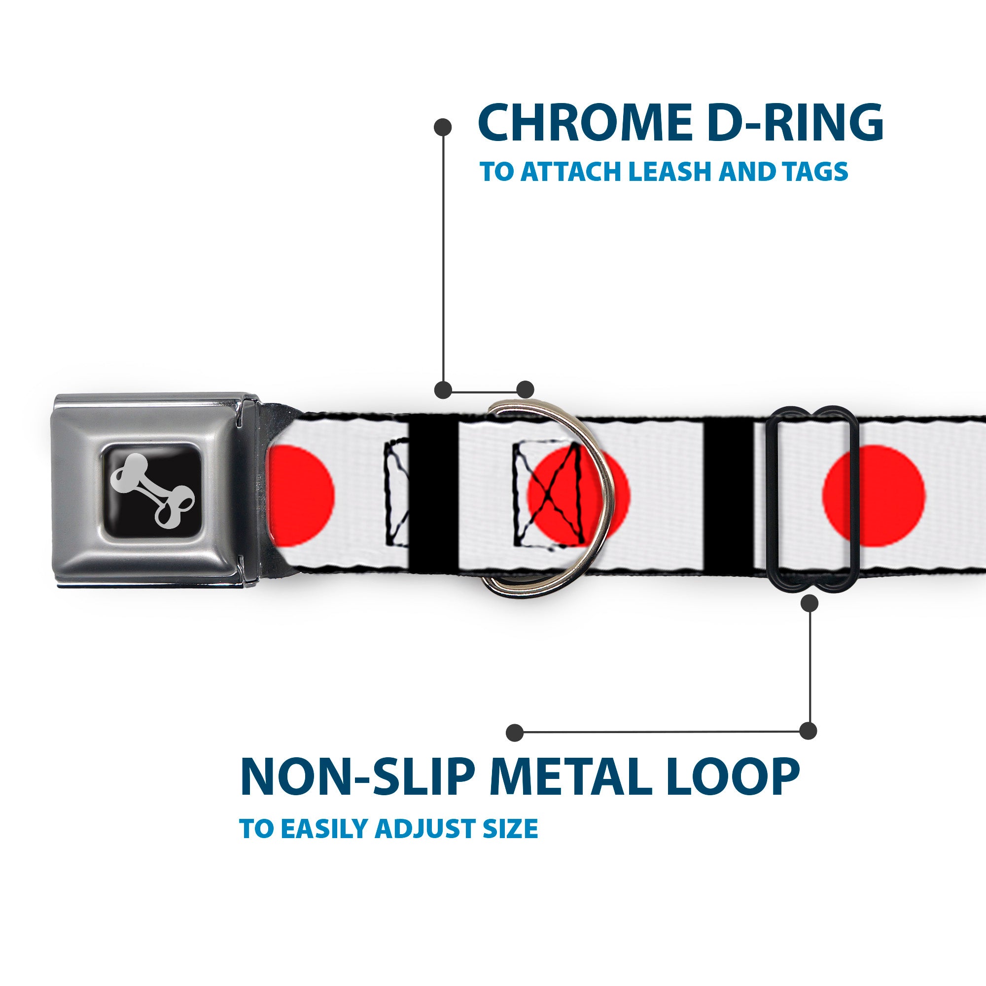 Dog Bone Seatbelt Buckle Collar - Japan Flags Seatbelt Buckle Collars Buckle-Down