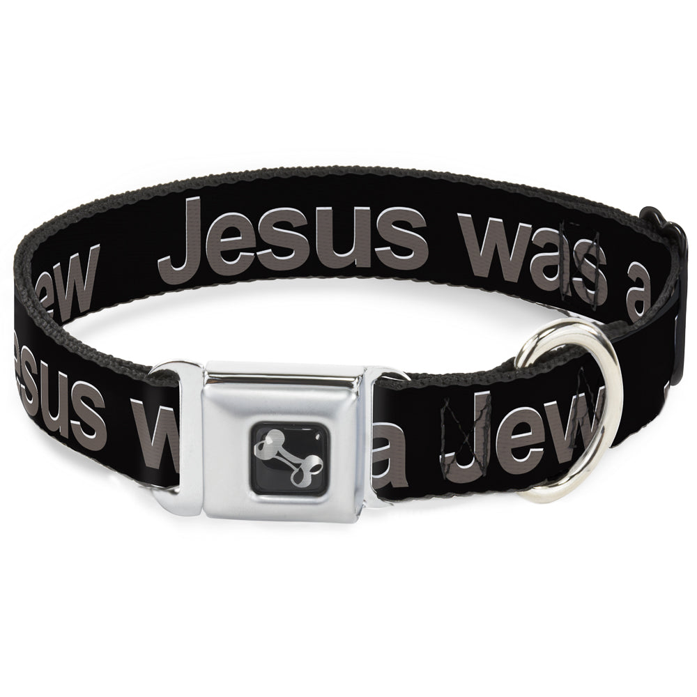 Buckle-Down Seatbelt Buckle Dog Collar - JESUS WAS A JEW Black/Gray Seatbelt Buckle Collars Buckle-Down