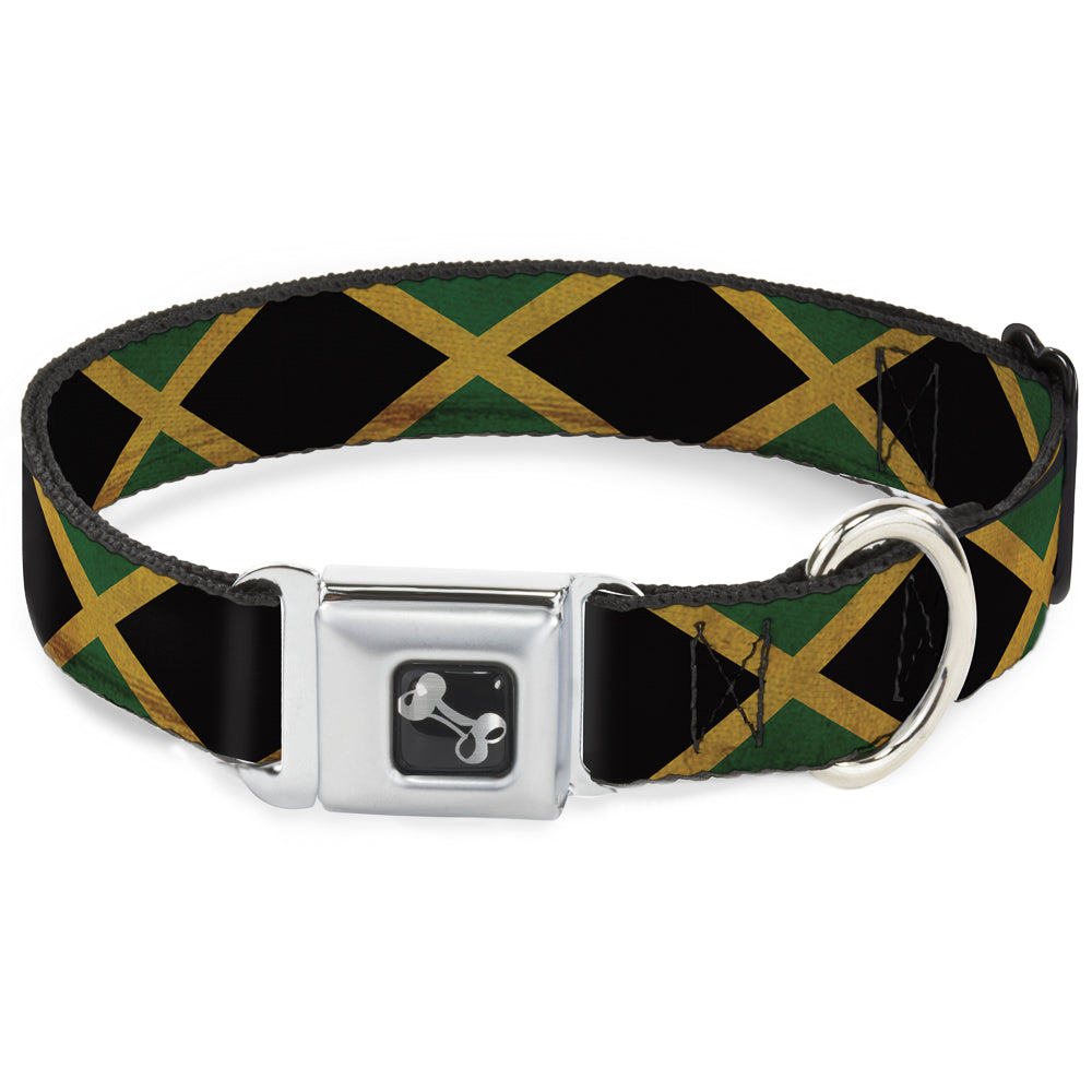 Dog Bone Seatbelt Buckle Collar - Jamaica Flags Vintage Black Seatbelt Buckle Collars Buckle-Down