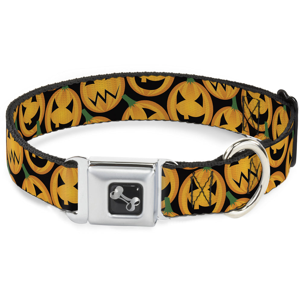 Dog Bone Seatbelt Buckle Collar - Jack-o'-Lantern Collage Black Seatbelt Buckle Collars Buckle-Down