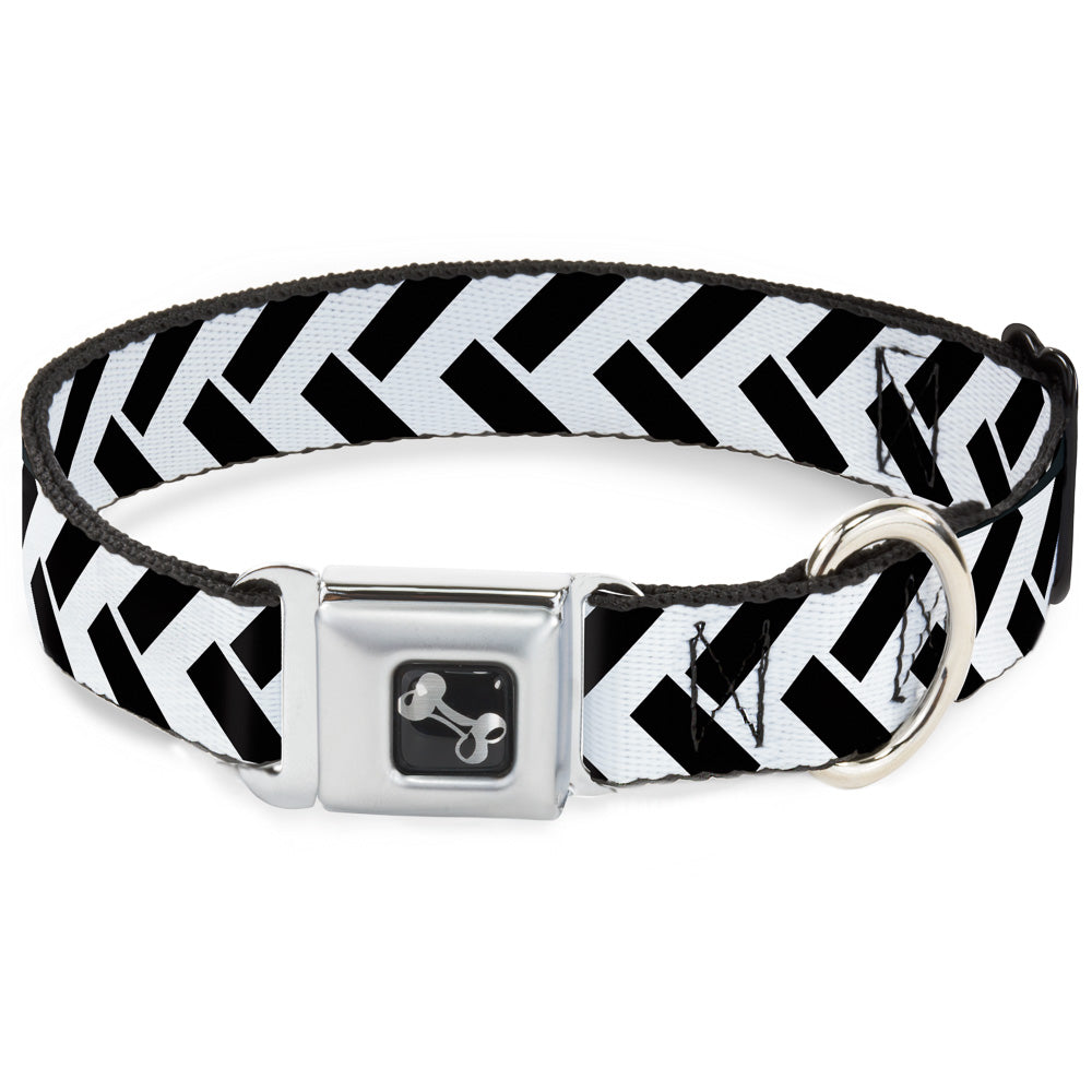 Dog Bone Seatbelt Buckle Collar - Jagged Chevron White/Black Seatbelt Buckle Collars Buckle-Down