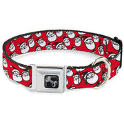 Dog Bone Black/Silver Seatbelt Buckle Collar - Jolly Santa Claus Christmas Smiling Face Icon Red Seatbelt Buckle Collars Buckle-Down