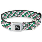 Dog Bone Black/Silver Seatbelt Buckle Collar - Jolly Santa Claus Christmas Smiling Face Icon Green/Red/White Seatbelt Buckle Collars Buckle-Down