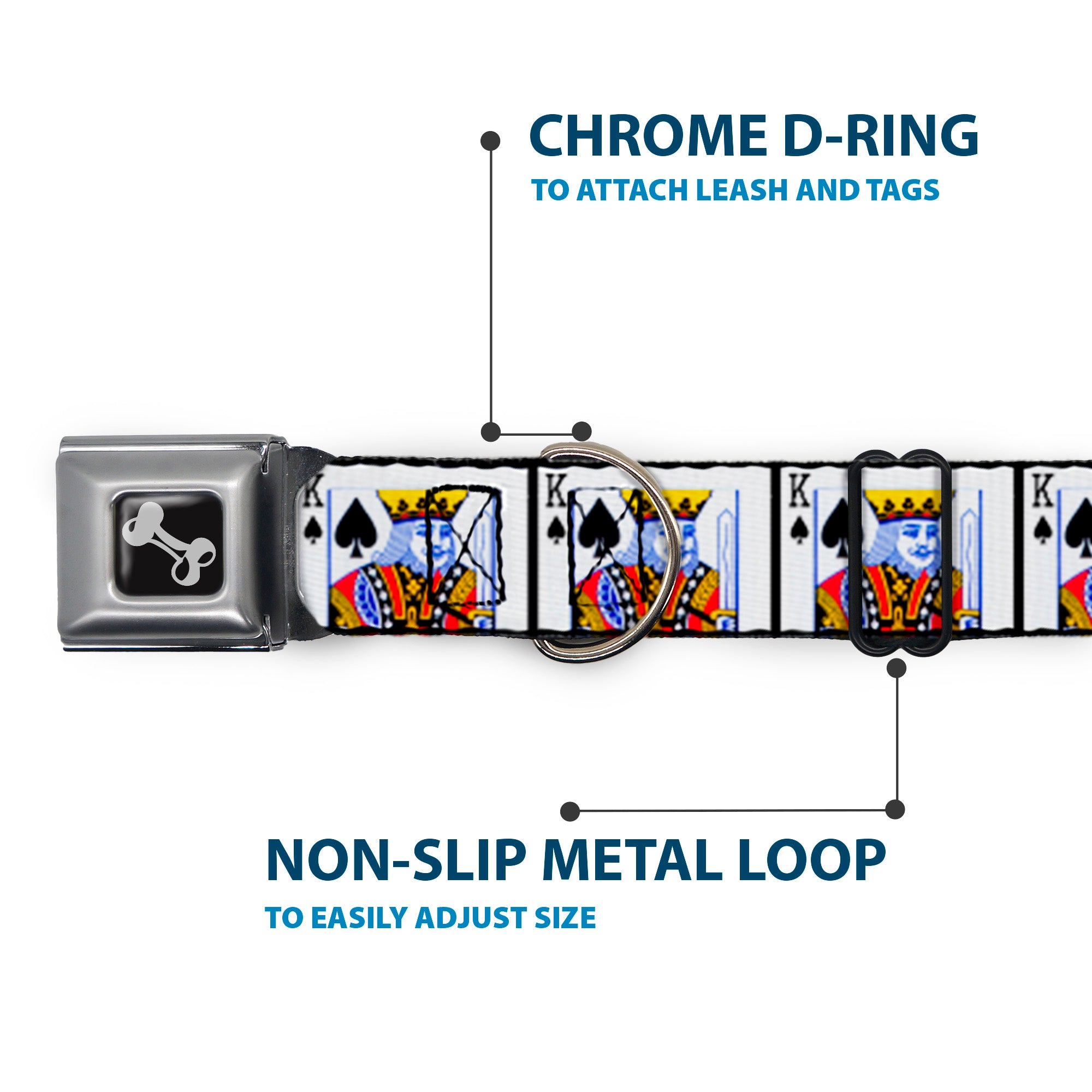 Dog Bone Seatbelt Buckle Collar - King of Spades Seatbelt Buckle Collars Buckle-Down