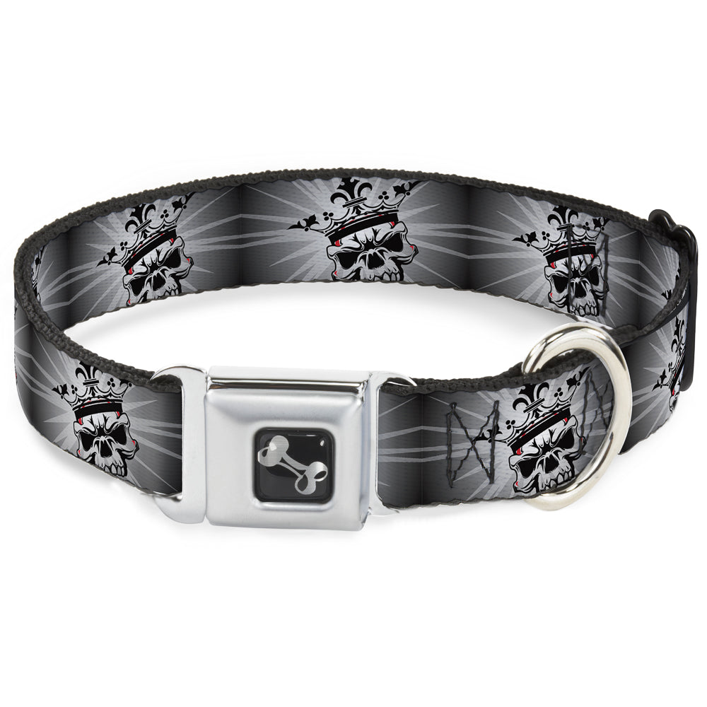 Dog Bone Seatbelt Buckle Collar - King Skull Blocks/Rays Grays Seatbelt Buckle Collars Buckle-Down
