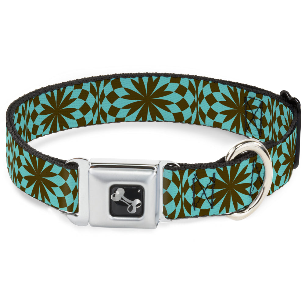 Dog Bone Seatbelt Buckle Collar - Kaleidoscope Balls Turquoise/Brown Seatbelt Buckle Collars Buckle-Down