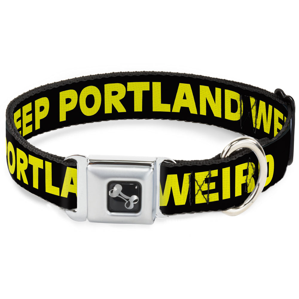 Dog Bone Seatbelt Buckle Collar - KEEP PORTLAND WEIRD Black/Yellow Seatbelt Buckle Collars Buckle-Down