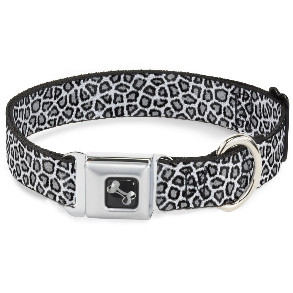 Dog Bone Seatbelt Buckle Collar - Leopard White Seatbelt Buckle Collars Buckle-Down