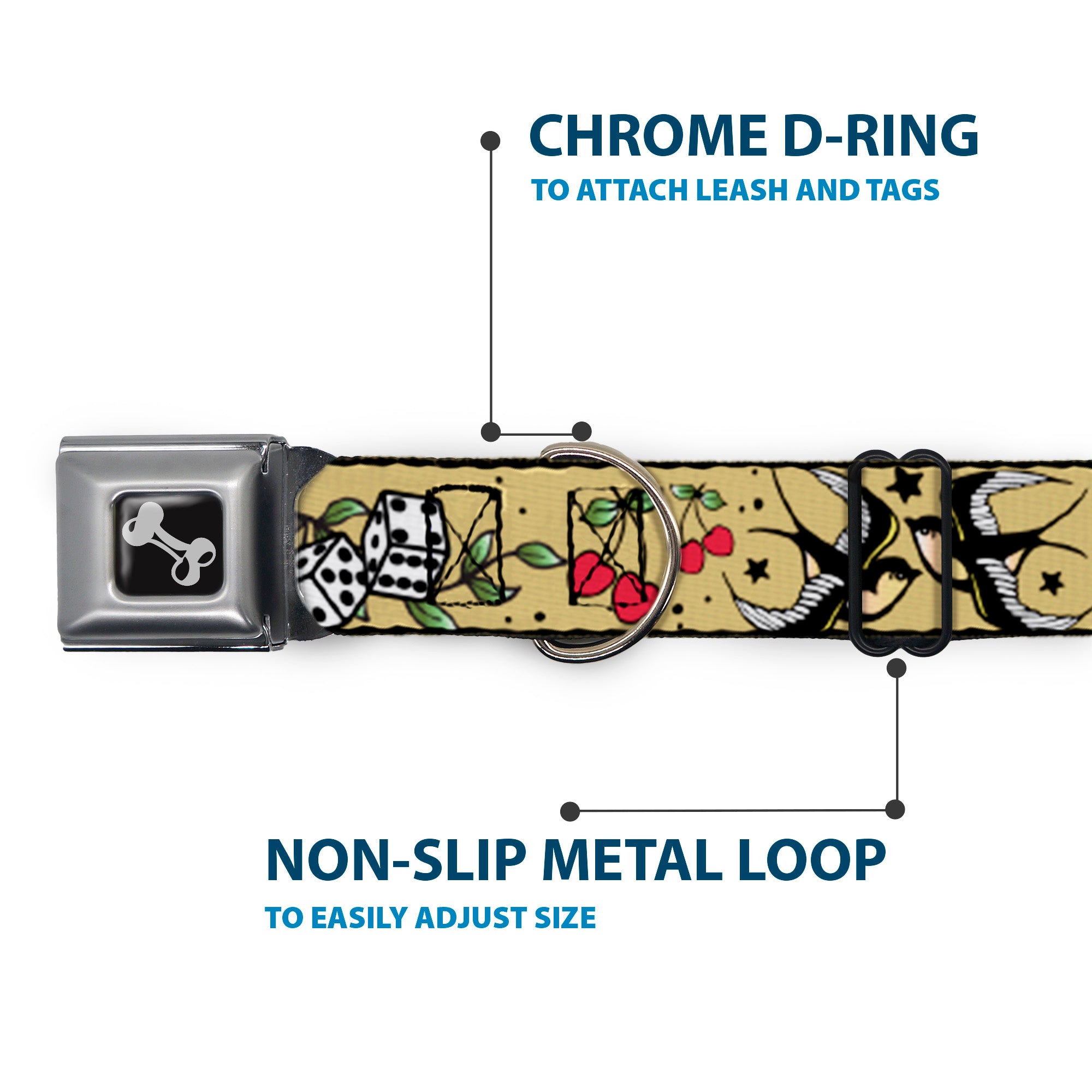 Dog Bone Seatbelt Buckle Collar - Lucky Tan Seatbelt Buckle Collars Buckle-Down