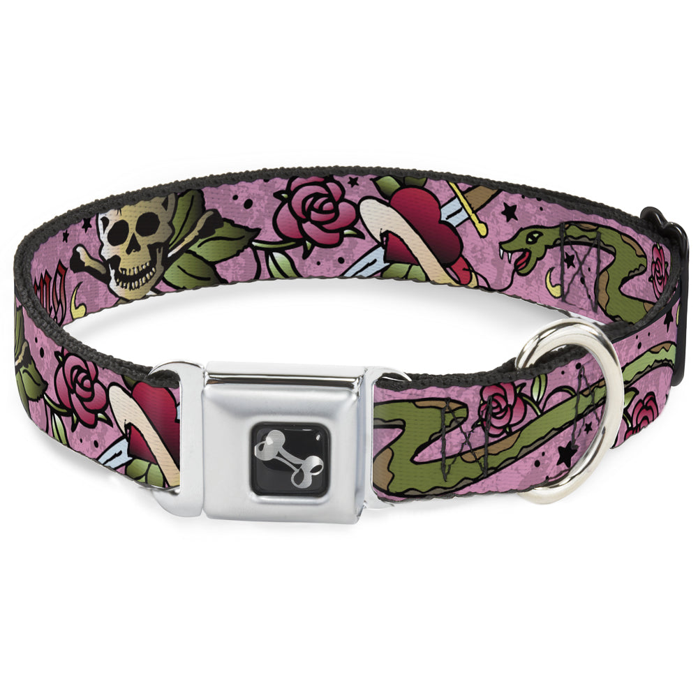 Dog Bone Seatbelt Buckle Collar - Live Hard Die Young Pink Seatbelt Buckle Collars Buckle-Down