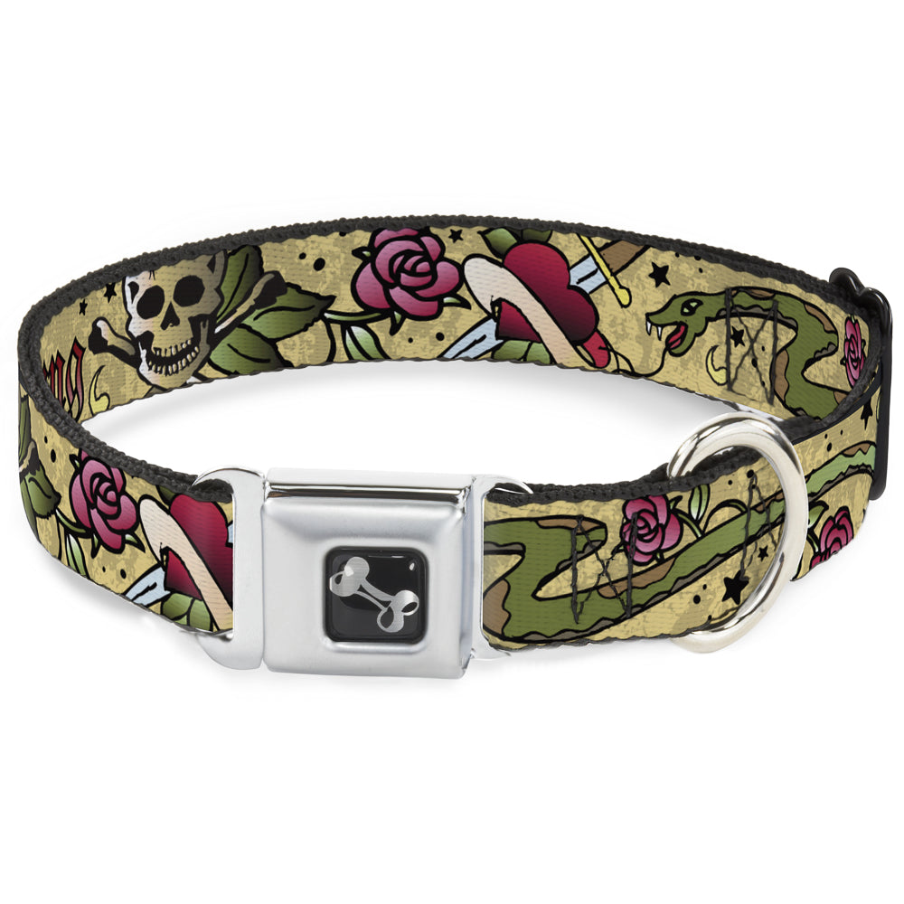 Dog Bone Seatbelt Buckle Collar - Live Hard Die Young Tan Seatbelt Buckle Collars Buckle-Down