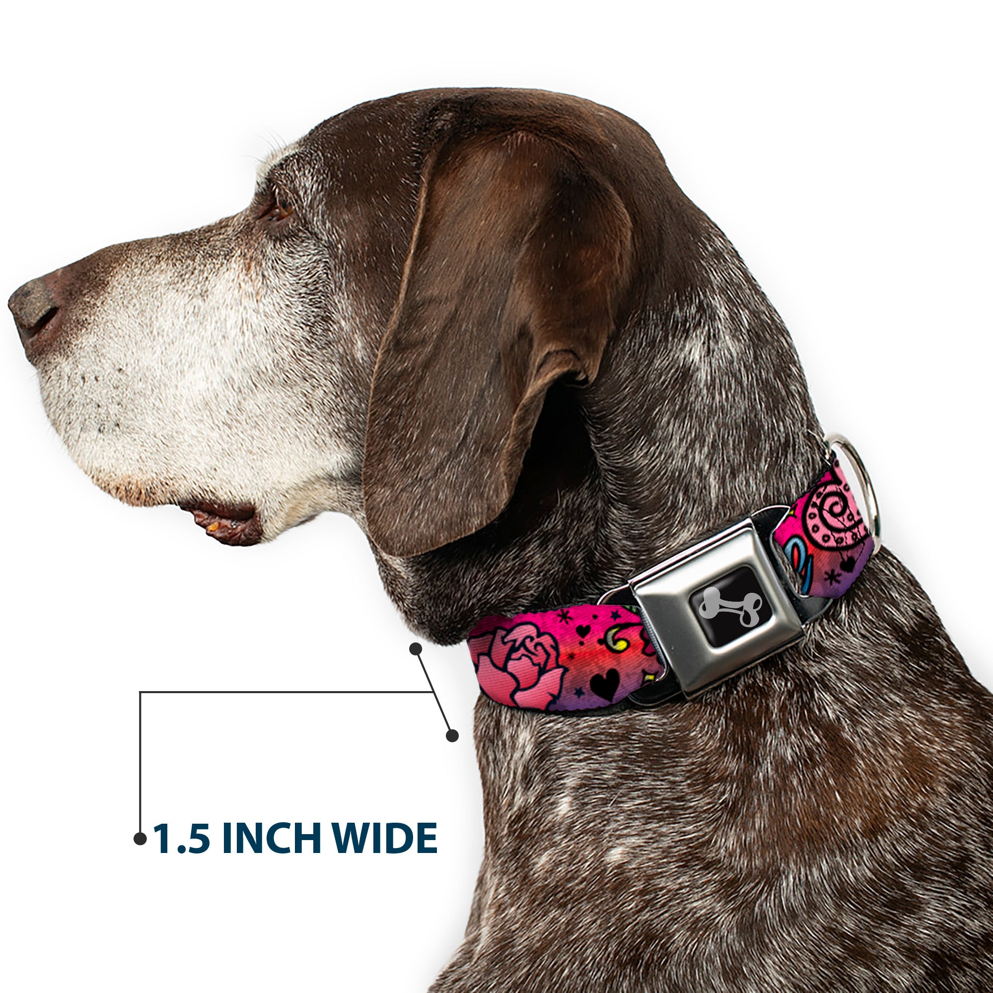 Dog Bone Seatbelt Buckle Collar - Love Love Pink Seatbelt Buckle Collars Buckle-Down
